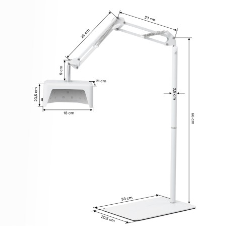 UV LED-lamp Glow 112 met metalen voet 48W en verstelbare standaard voor pedicures