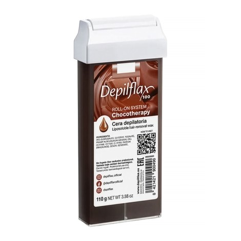 Depilflax 100 Depilačný vosk Roll-On Chocotherapy 110 g — pohľad spredu