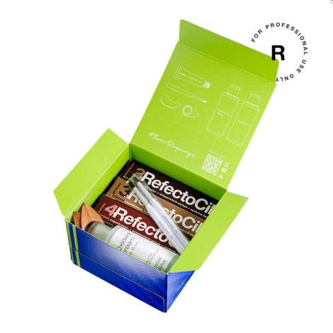 Kit de démarrage RefectoCil Colours avec nuances de henné et accessoires — emballage