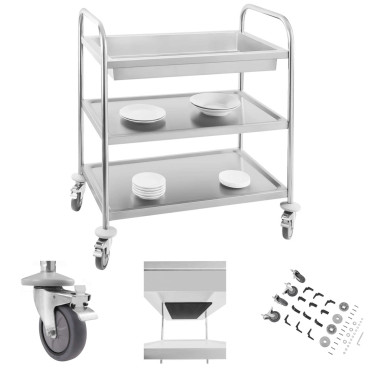Carrinho de mesa de aço inoxidável - 3 prateleiras Royal Catering