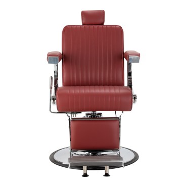 Fauteuil de barbier Gabbiano Visionerio+ rouge cadre chrome — vue de face