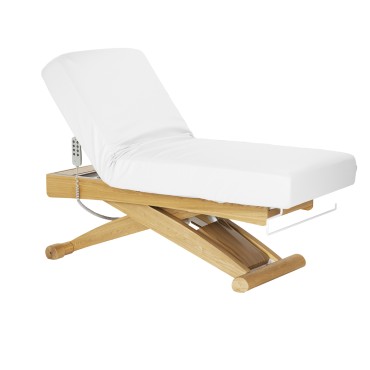 Transat SPA Sillon Siesta blanc avec base marron clair — vue latérale