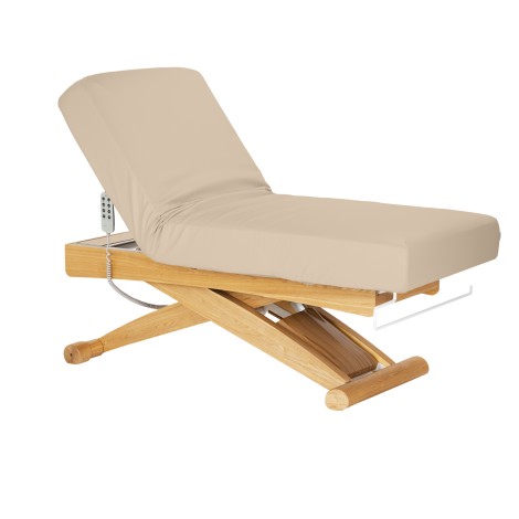 Ξαπλώστρα SPA Sillon Siesta μπεζ με βάση ανοιχτού καφέ χρώματος — προβολή από πλάι