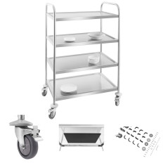 Cochecito de camareros de acero inoxidable - 4 estantes Royal Catering