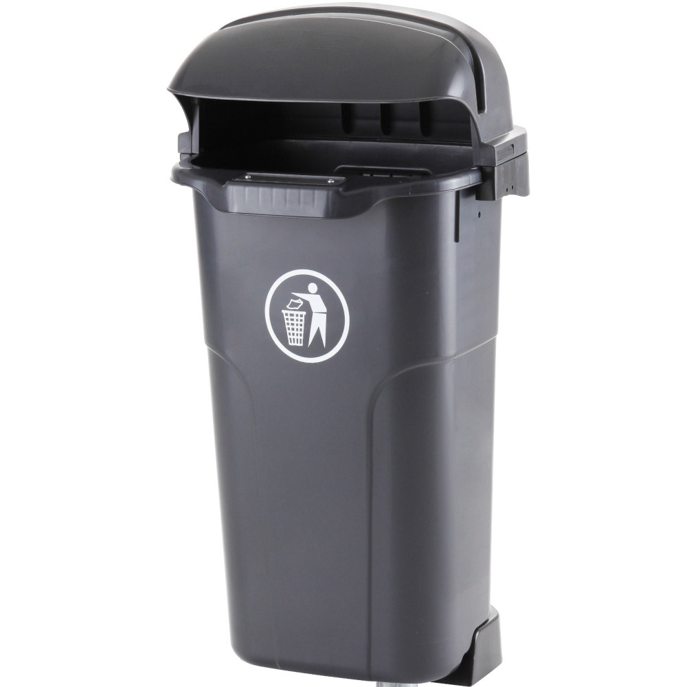 Stedelijke straatmand mand op post of stedelijke bin 50L Wall - Zwart