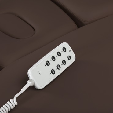 Sillón SPA Relax marrón oscuro con base negra — detalle de los controles