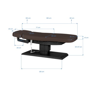 SPA-lepotuoli Sillon Relax tummanruskea mustalla jalustalla — sivu