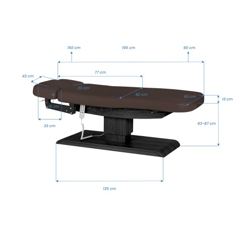 SPA lounger Sillon Relax dark brown with black base — side view