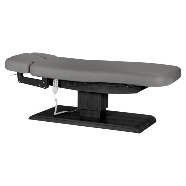 Poltrona SPA Sillon Relax grigia con base in legno scuro — vista laterale