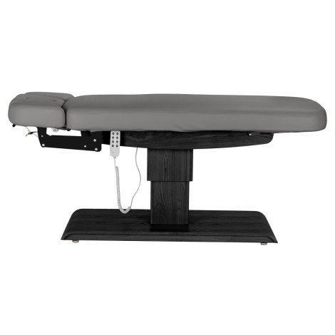 Poltrona SPA Sillon Relax grigia con base in legno scuro — vista laterale