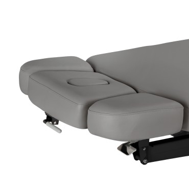 Fauteuil SPA Sillon Relax gris avec base en bois foncé — vue latérale