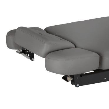Espreguiçadeira SPA Sillon Relax cinzenta com base em madeira escura — close-up do assento