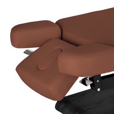 Sillón Relax SPA tumbona marrón con base negra — detalle del reposabrazos