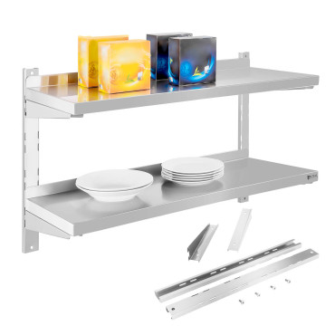 Wall shelf Double steel hanging with 80cm adjustment