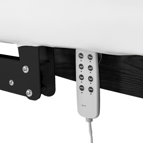 Poltrona SPA Sillon Relax bianca con base nera — primo piano dei comandi