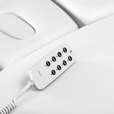 SPA-liggstol Sillon Relax vit med svart bas — närbild av reglage