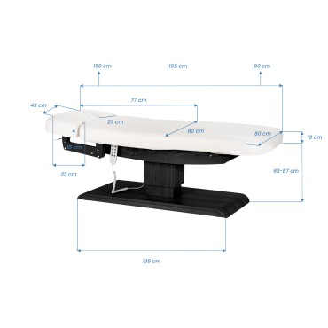 SPA-liggstol Sillon Relax vit med svart bas — sidosida