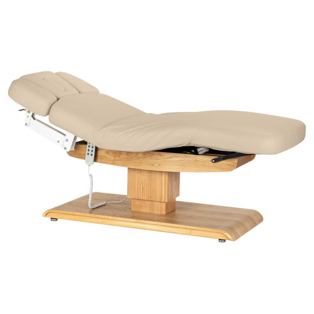 Fauteuil SPA Sillon Relax beige avec base marron clair — vue latérale