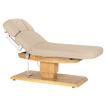 Tumbona SPA Sillón Relax beige con base marrón claro — vista lateral