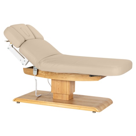 Poltrona SPA Sillon Relax beige con base in legno chiaro — vista laterale