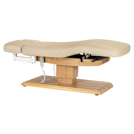 Fauteuil SPA Sillon Relax beige avec base marron clair — vue latérale