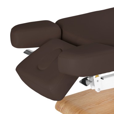 SPA-lounger Sillon Relax donkerbruin met lichtbruine basis — detail armleuning