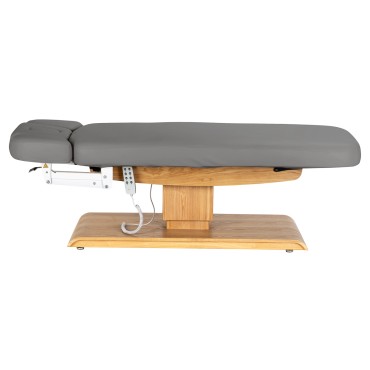 Lettino SPA Sillon Relax grigio con base in legno chiaro — vista laterale