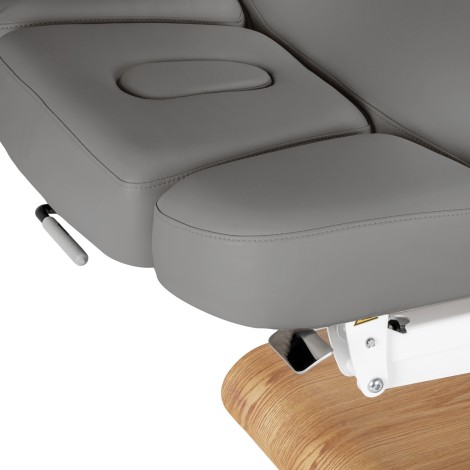 SPA-lepotuoli Sillon Relax harmaa, vaaleanruskea jalusta — lähikuva istuimesta