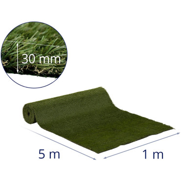 Artificial grass on terrace Balcony Soft 30 mm 20/10 cm 100 x 500 cm