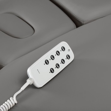 SPA lehátko Sillon Relax sivé s svetlohnedou základňou — detail ovládania