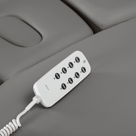 SPA lehátko Sillon Relax sivé s svetlohnedou základňou — detail ovládania