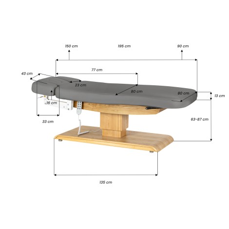 Espreguiçadeira SPA Sillon Relax cinza com base castanho claro — vista lateral