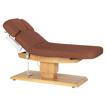 Ξαπλώστρα SPA Sillon Relax καφέ με βάση σε ανοιχτό καφέ ξύλο — προβολή από πλάι