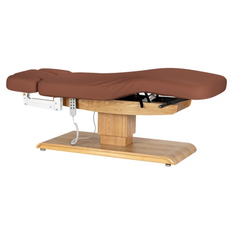 Espreguiçadeira SPA Sillon Relax castanha com base em madeira clara — vista lateral