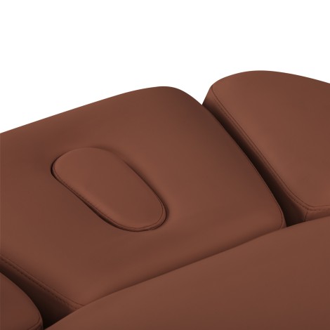 Fauteuil SPA Sillon Relax marron avec base en bois clair — gros plan assise