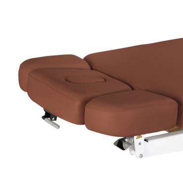 Lettino SPA Sillon Relax marrone con base in legno chiaro — vista laterale
