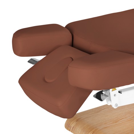SPA lounger Sillon Relax brown with light brown base — close-up of the armrest