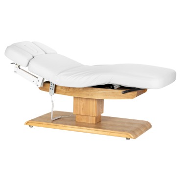 Fauteuil SPA Sillon Relax blanc avec base bois clair — vue latérale