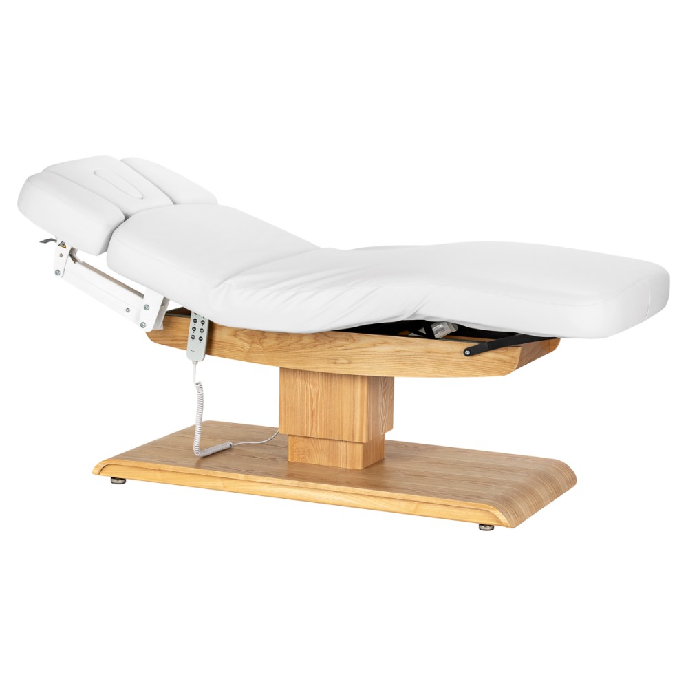 Espreguiçadeira SPA Sillon Relax branca com base em castanho claro — vista lateral