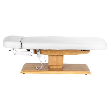 Fauteuil SPA Sillon Relax blanc avec base bois clair — vue latérale