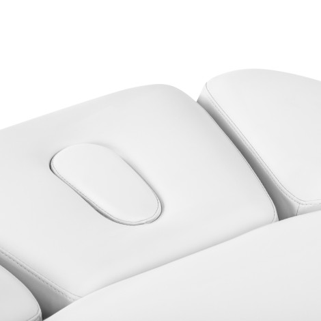SPA lounger Sillon Relax white with light brown base — close-up of the seat