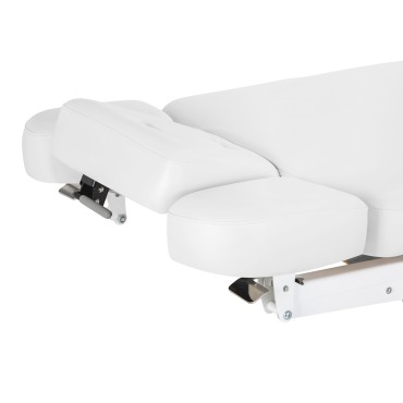 Fauteuil SPA Sillon Relax blanc avec base bois clair — gros plan assise