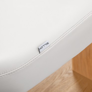 SPA lounger Sillon Relax white with light brown base — close-up of the label