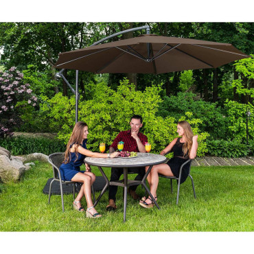 Parasol de jardin à mât inclinable rond diamètre 300 cm marron