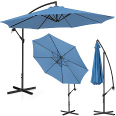 Garden umbrella on a boom round tilting wed. 300 cm blue