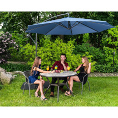 Garden umbrella on a boom round tilting wed. 300 cm blue
