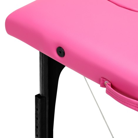 BALANCE lettino da massaggio pieghevole in legno 2 segmenti rosa e nero — primo piano della superficie