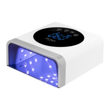 Lámpara LED UV OCHO NAILS X22 72W inalámbrica blanca con base espejada — vista frontal