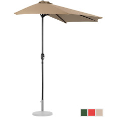 Parasol demi-lune mural pour balcon ou terrasse, 270 x 135 cm, crème.