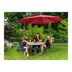 Garden umbrella on a boom round tilting wed. 300 cm red